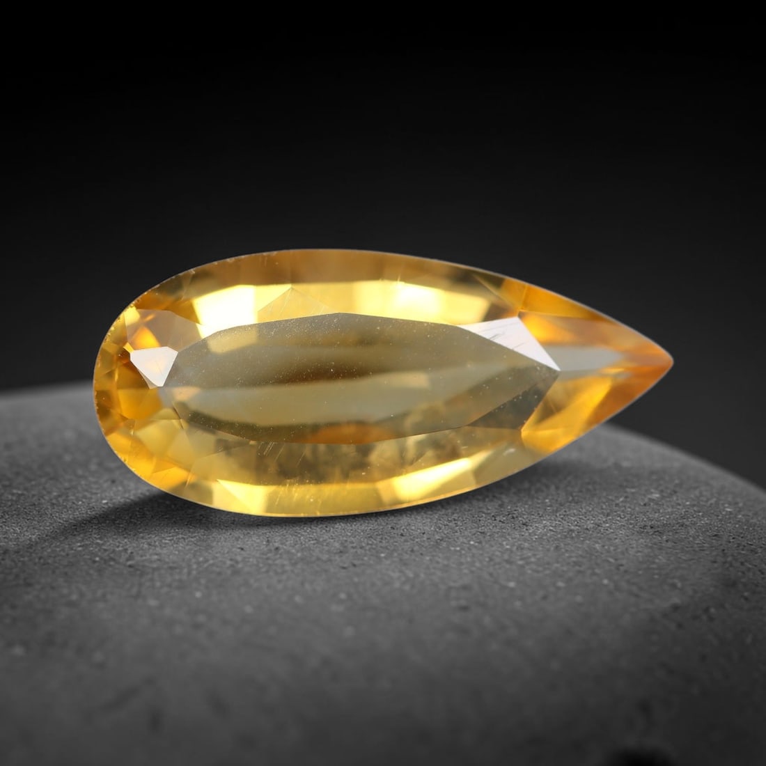 3.71ct Natural Brazilian Golden Citrine Loose Gemstone, 47BE: This fully polished citrine features warm saturated golden yellow body tone, with subtle fine natural microscopic mineral specks dispersed within its transparent crystal interior, measured at calibrat