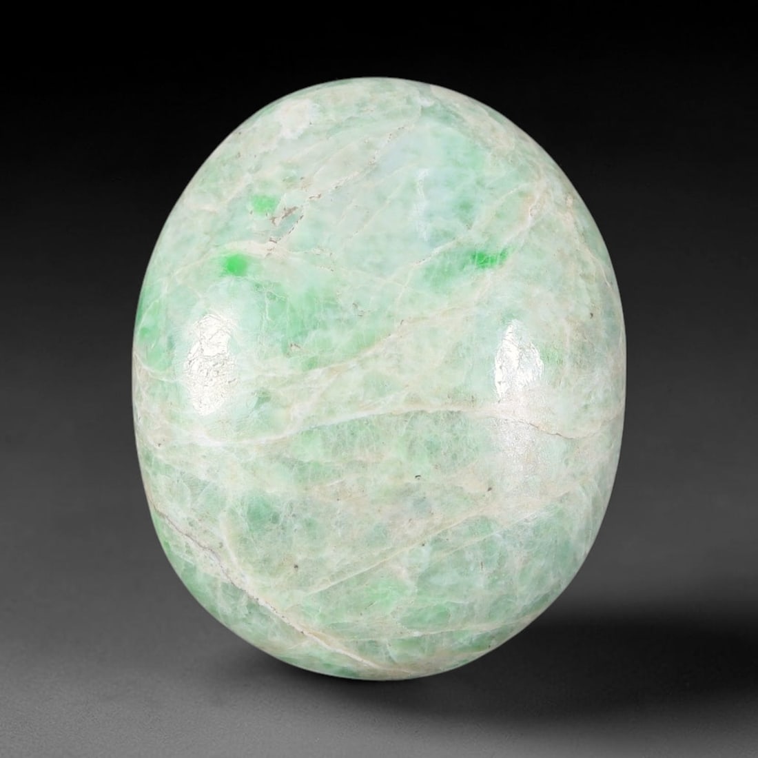 22.95ct Natural Burmese Type A Jadeite Jade Cabochon, 56FP: This single loose natural Burmese Type A jadeite jade cabochon, fully untreated with no dyeing, bleaching or resin impregnation, this genuine Type A jade retains its all-natural crystalline structure 