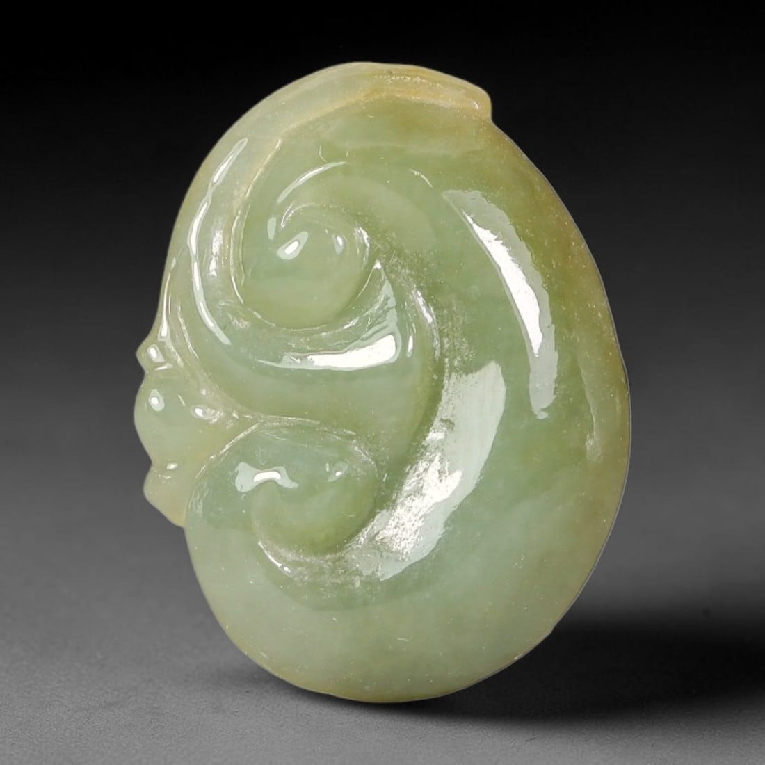 Natural Burmese Type A Jadeite Jade Hand Carved Pendant, 89BS: Artisan hand-carved untreated Burmese Type A jadeite jade pendant measuring 22x17 mm. Carefully sculpted with detailed relief craftsmanship and finished with a smooth glossy polish. Authentic Type A j
