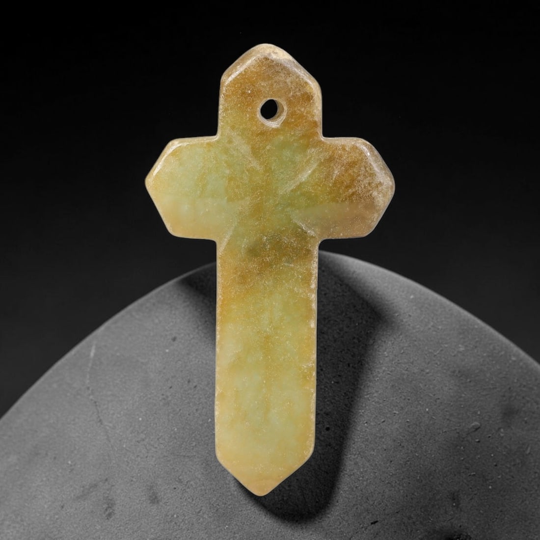 Natural Burmese Type A Jadeite Jade Christian Cross Pendant, 20BT: Hand crafted untreated Burmese Type A jadeite jade cross pendant measuring 44x24 mm, shaped into a classic Christian cross silhouette with tapered pointed terminals. The stone features a smooth polish