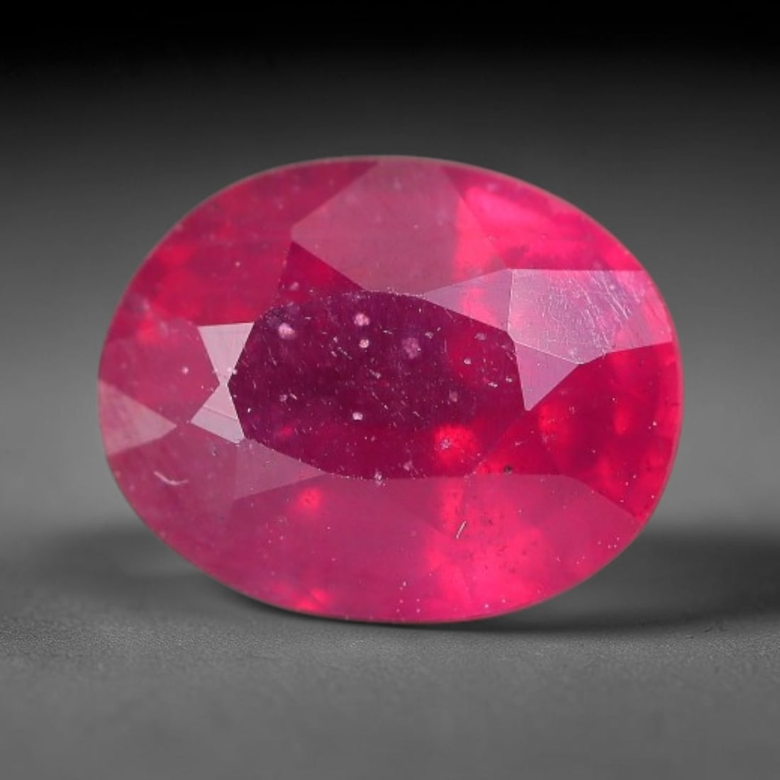 1.91 Carats Natural Madagascar Vivid Fuchsia Red Heated Ruby Loose Gemstone, 30FM: This vivid fuchsia red Madagascar ruby displays rich saturated red tone with subtle natural internal mineral traces that showcase genuine earth-grown character, measured at 7.9x6.2x4.3mm, the intense 