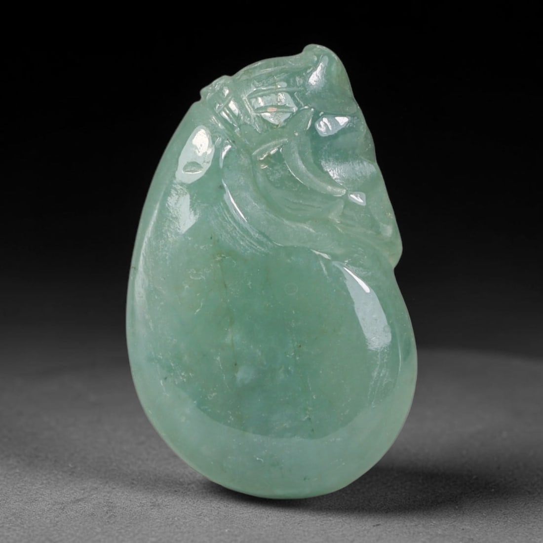 Natural Burmese Type A Jadeite Jade Hand Carved Pendant, 27BQ: Artisan hand-carved untreated Burmese Type A jadeite jade pendant measuring 25x16 mm. Carefully sculpted with detailed relief craftsmanship and finished with a smooth glossy polish. Authentic Type A j