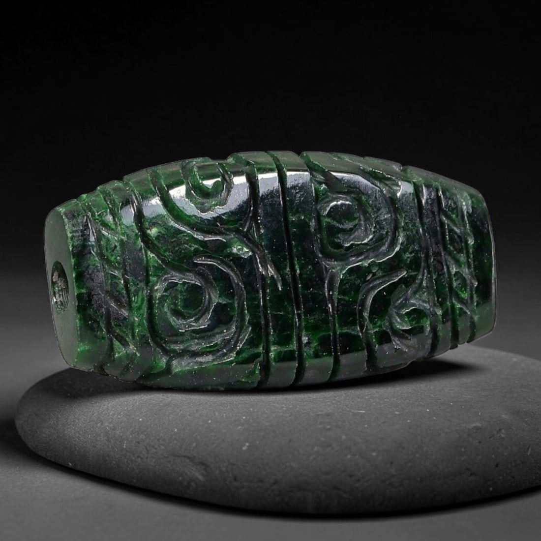 Natural Burmese Type A Jadeite Jade Hand Carved Pendant, 16BS: Artisan hand-carved untreated Burmese Type A jadeite jade pendant measuring 25x13 mm. Carefully sculpted with detailed relief craftsmanship and finished with a smooth glossy polish. Authentic Type A j