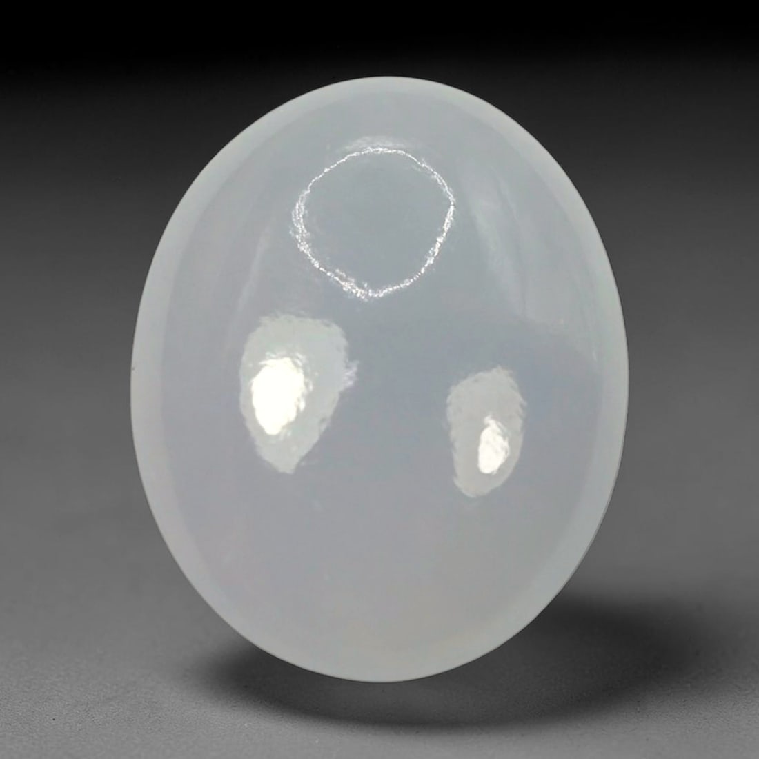 3.97ct Natural Burmese Type A Bluish White Jadeite Jade Cabochon, 2BP: This single loose natural Burmese Type A jadeite jade cabochon with exact dimensions of 12.5x9.7x4mm. It is completely untreated, free of artificial dye, bleaching, or resin filling, preserving the or