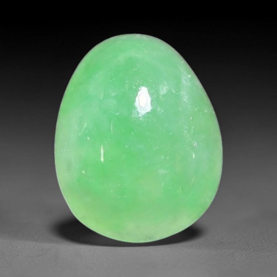 1.70ct Natural Burmese Type A Apple Green Jadeite Jade Cabochon Loose Gemstone, 76BQ: This single loose natural Burmese Type A apple green jadeite jade cabochon, completely untreated, free of artificial dye, bleaching, or resin filling, preserving the original natural mineral crystal s