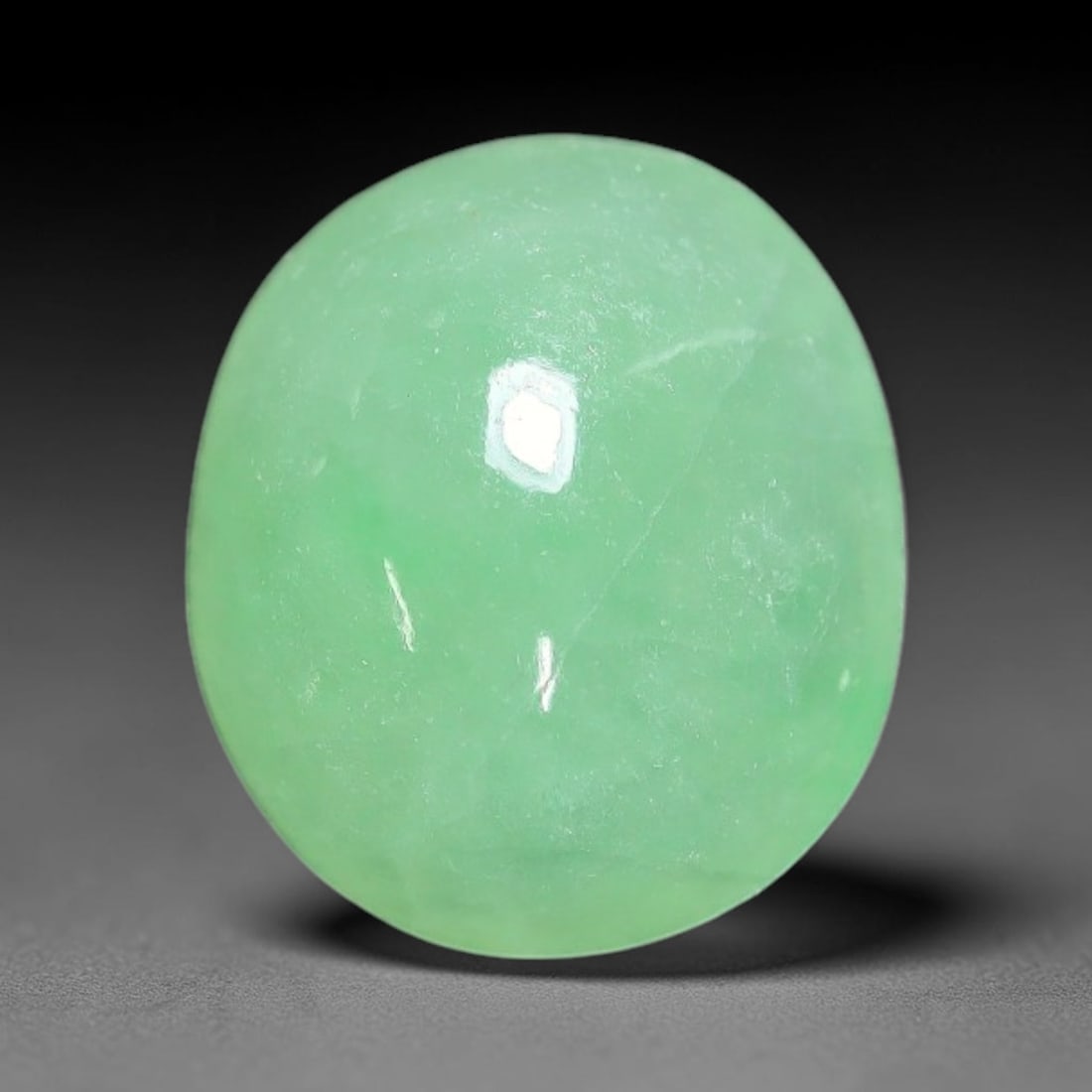 2.74ct Natural Burmese Type A Apple Green Jadeite Jade Cabochon Loose Gemstone, 91BQ: This single loose natural Burmese Type A apple green jadeite jade cabochon, completely untreated, free of artificial dye, bleaching, or resin filling, preserving the original natural mineral crystal s