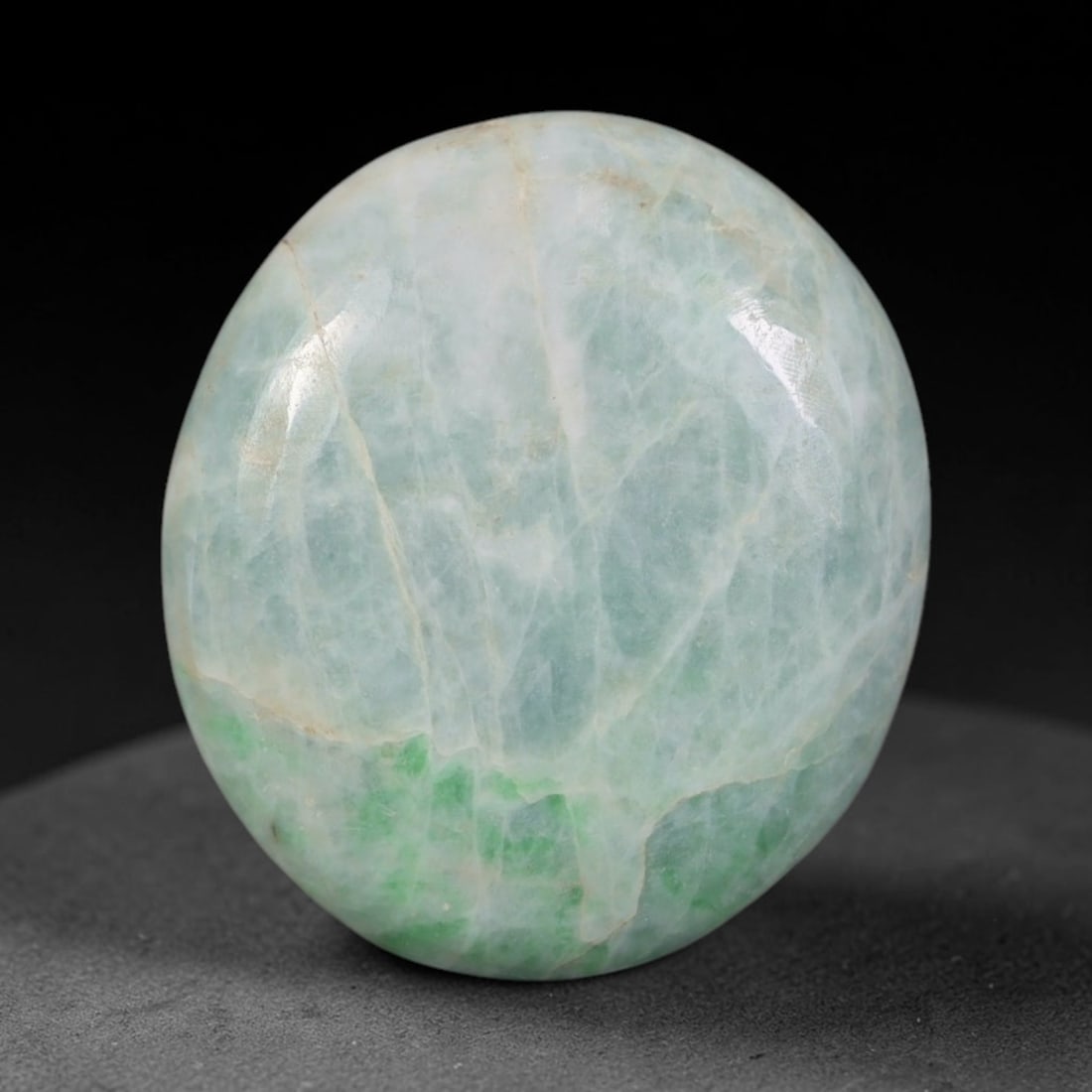 16.25ct Natural Burmese Type A Jadeite Jade Cabochon, 43AL: This single loose natural Burmese Type A jadeite jade cabochon, fully untreated with no dyeing, bleaching or resin impregnation, this genuine Type A jade retains its all-natural crystalline structure 
