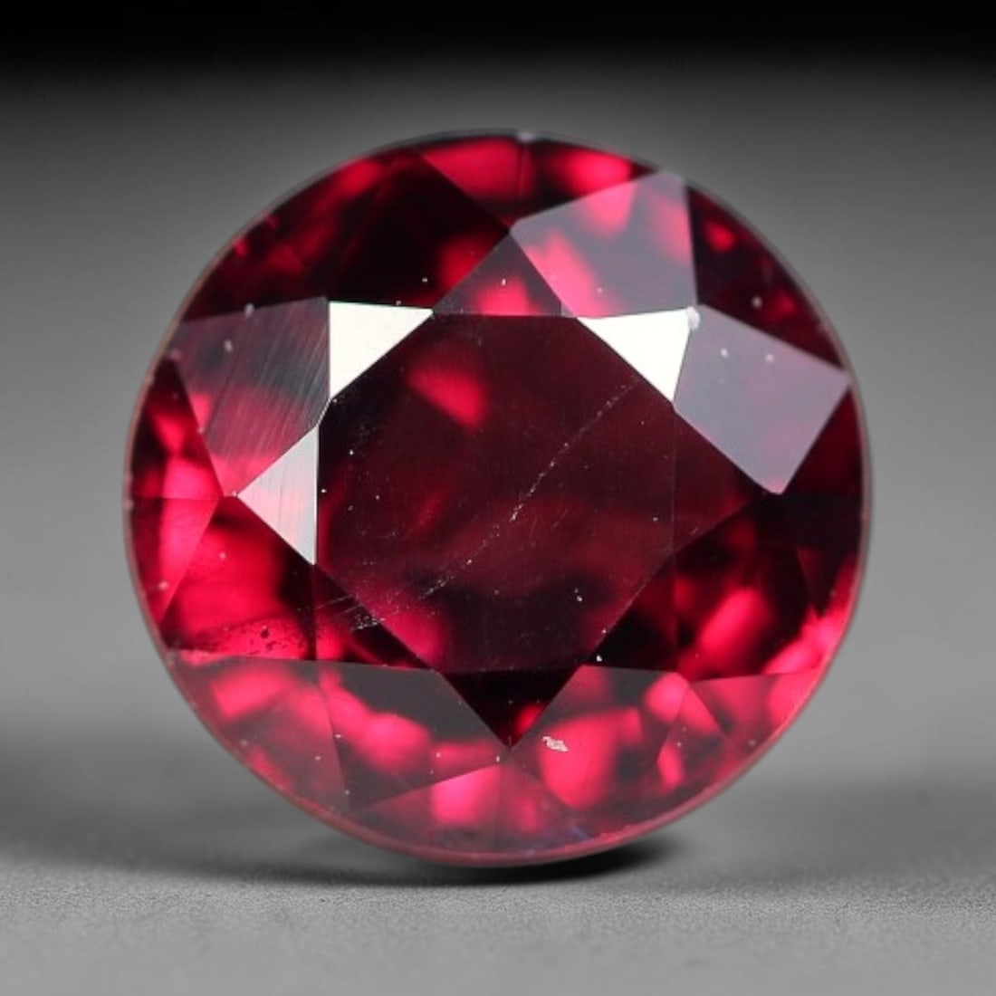 1.29ct Natural Mozambican Deep Rich Red Faceted Almandine Garnet Loose Gemstone, 14BE: This expertly faceted garnet features a deep rich red body tone with tiny fine mineral micro-inclusions evenly scattered within its transparent interior, precise polished facet planes maximize light r