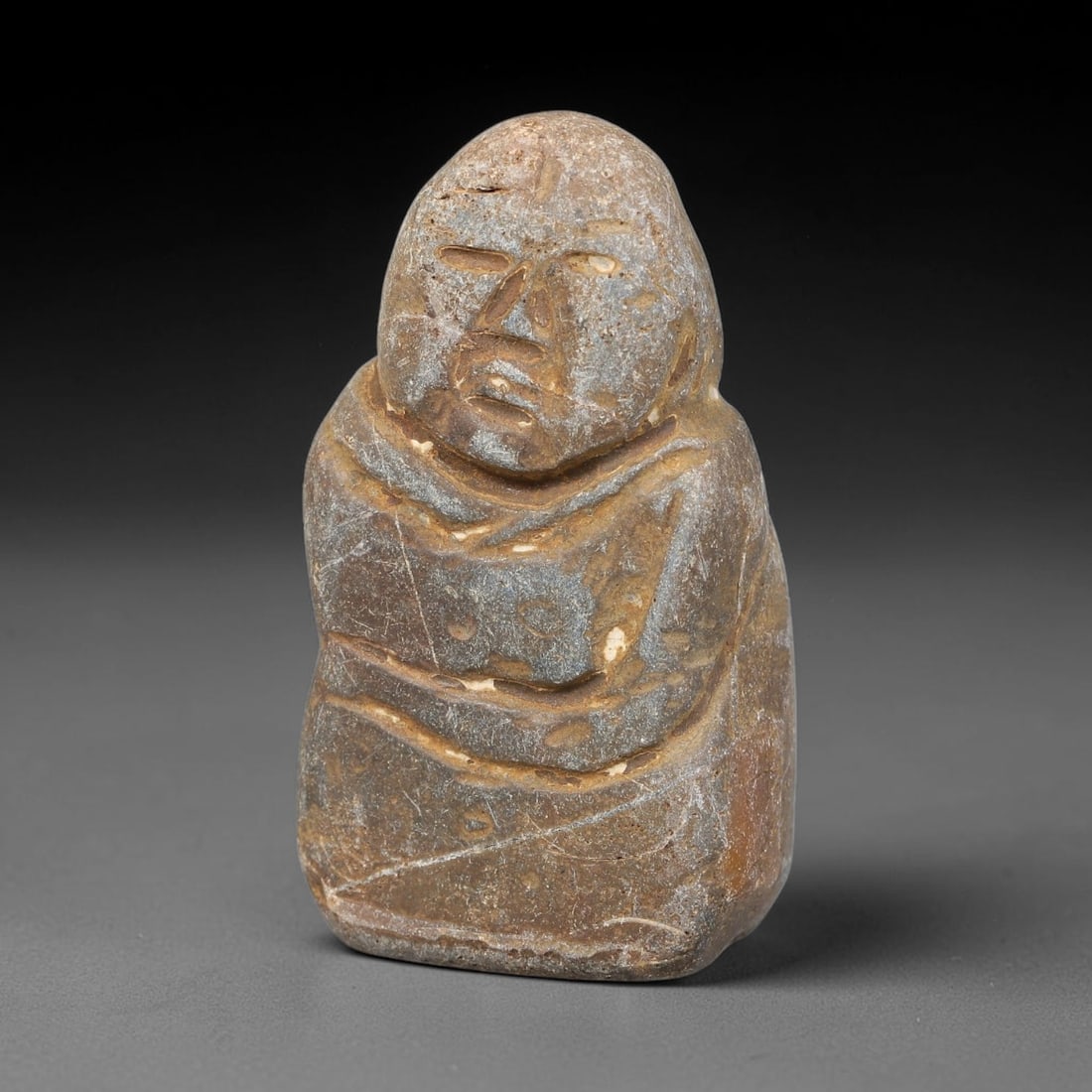 Antique Japanese Edo Period Stone Amulet (1603-1868 CE), 97EJ: This antique stone amulet originates from Japanese Edo Period cultural tradition, created as a devotional wearable object for personal spiritual purpose. The stone shows natural textural variation, ag