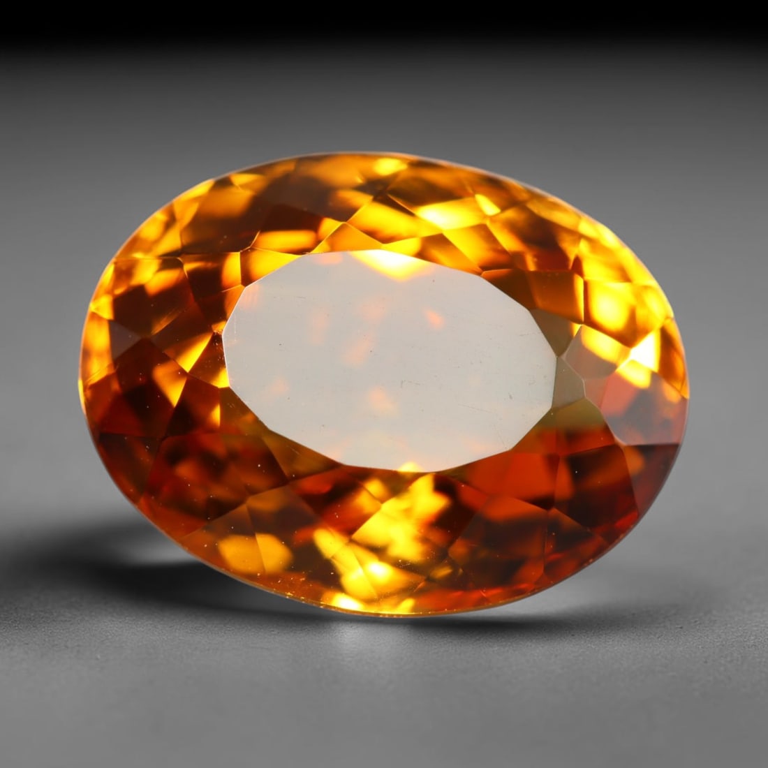 7.83ct Natural Brazilian Madeira Citrine Oval Faceted Loose Gemstone, 99BZ: This expertly cut oval faceted gemstone is natural Madeira citrine sourced from Brazil. It exhibits rich, saturated deep golden-orange tone characteristic of premium Madeira citrine, with crisp facets