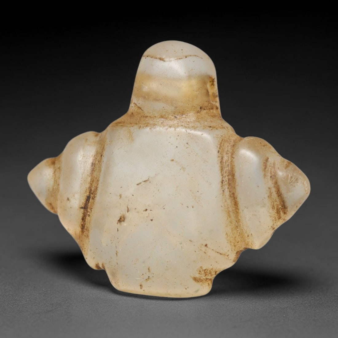 Ancient Medieval Coptic Christian Egyptian Culture Rock Crystal Amulet (300-1000 CE), 83FY: This antique rock crystal amulet originates from Coptic Christian Egyptian Culture, a region with a long-standing tradition of crafting translucent hardstone talismans for devotional and funerary use.