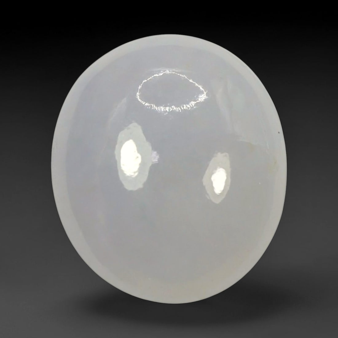 5.71ct Natural Burmese Type A Bluish White Jadeite Jade Cabochon, 4BP: This single loose natural Burmese Type A jadeite jade cabochon with exact dimensions of 13.1x10.9x4.8mm. It is completely untreated, free of artificial dye, bleaching, or resin filling, preserving the