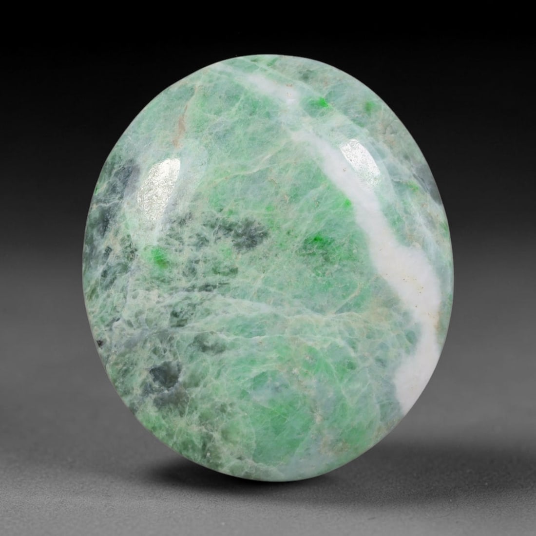 25.64ct Natural Burmese Type A Jadeite Jade Cabochon, 12AL: This single loose natural Burmese Type A jadeite jade cabochon, fully untreated with no dyeing, bleaching or resin impregnation, this genuine Type A jade retains its all-natural crystalline structure 