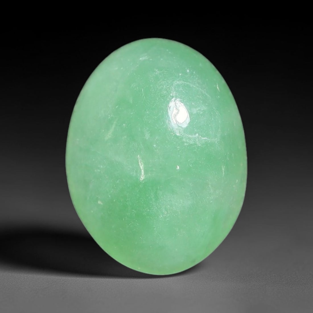 2.95ct Natural Burmese Type A Apple Green Jadeite Jade Cabochon Loose Gemstone, 85BQ: This single loose natural Burmese Type A apple green jadeite jade cabochon, completely untreated, free of artificial dye, bleaching, or resin filling, preserving the original natural mineral crystal s