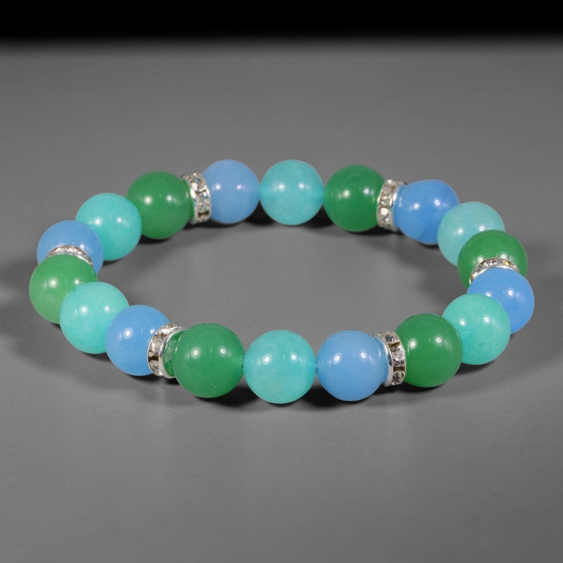 Natural Mixed Stone Beaded Bracelet - Polished Round Bead Strand, 54FA (1 of 1)