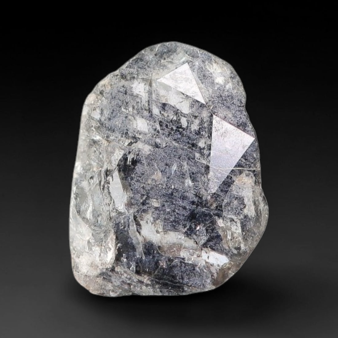 0.28ct Natural Fancy Diamond Slice, Hand Rose Cut with Pictorial Inclusions Loose Gemstone, 44BG: This unique natural diamond slice features a delicate hand-executed rose cut surface, showcasing captivating pictorial mineral inclusions trapped within the diamond matrix. Measuring 6.5x5x0.7mm, the 
