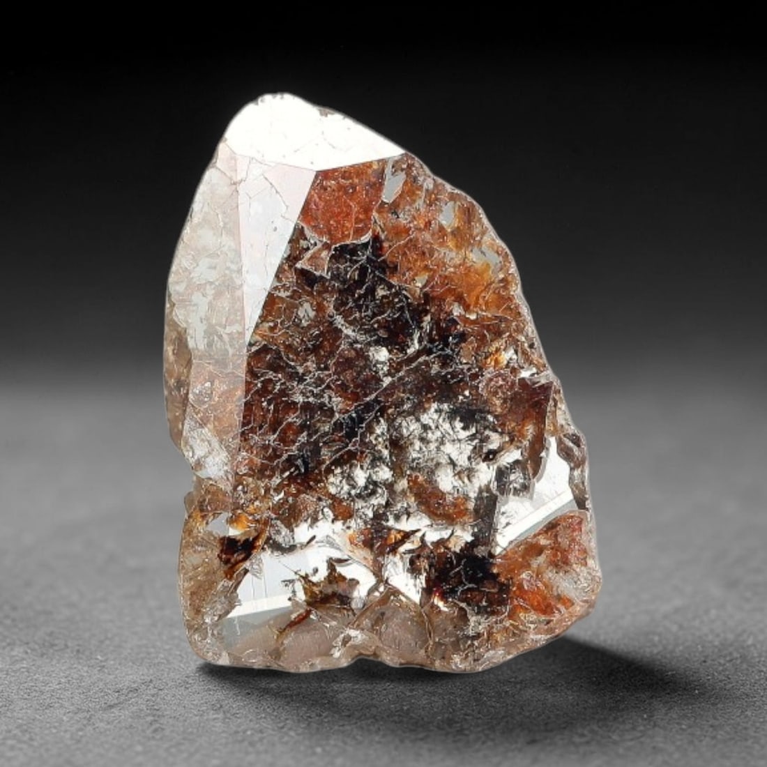 0.38ct Natural Fancy Diamond Slice Hand Rose Cut with Pictorial Inclusions Loose Gemstone, 45BG: This unique natural diamond slice features a delicate hand-executed rose cut surface, showcasing captivating pictorial mineral inclusions trapped within the diamond matrix. Measuring 8.2x5.8x0.7mm, th