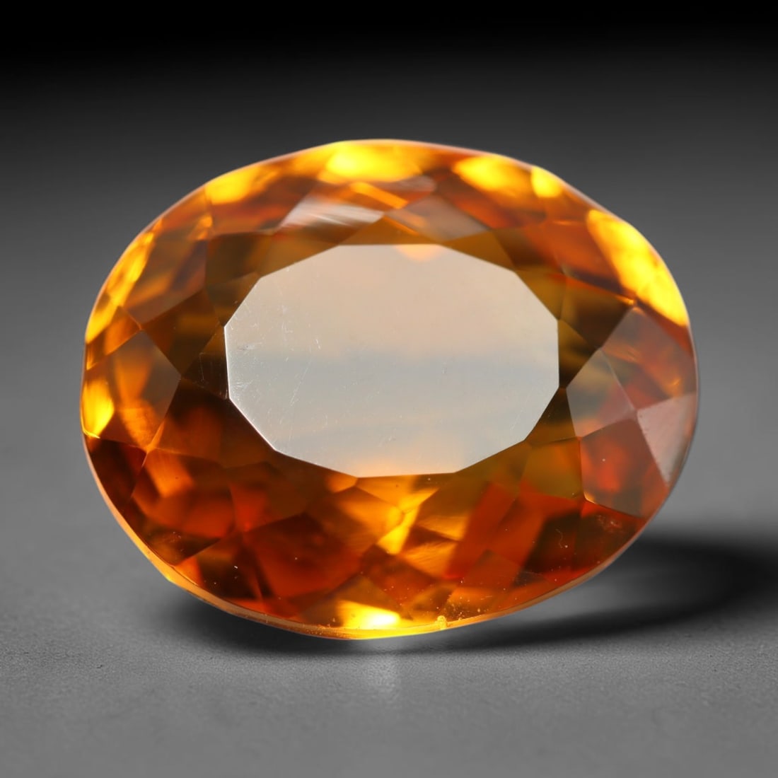 7.89ct Natural Brazilian Madeira Citrine Oval Faceted Loose Gemstone, 89BZ: This expertly cut oval faceted gemstone is natural Madeira citrine sourced from Brazil. It exhibits rich, saturated deep golden-orange tone characteristic of premium Madeira citrine, with crisp facets
