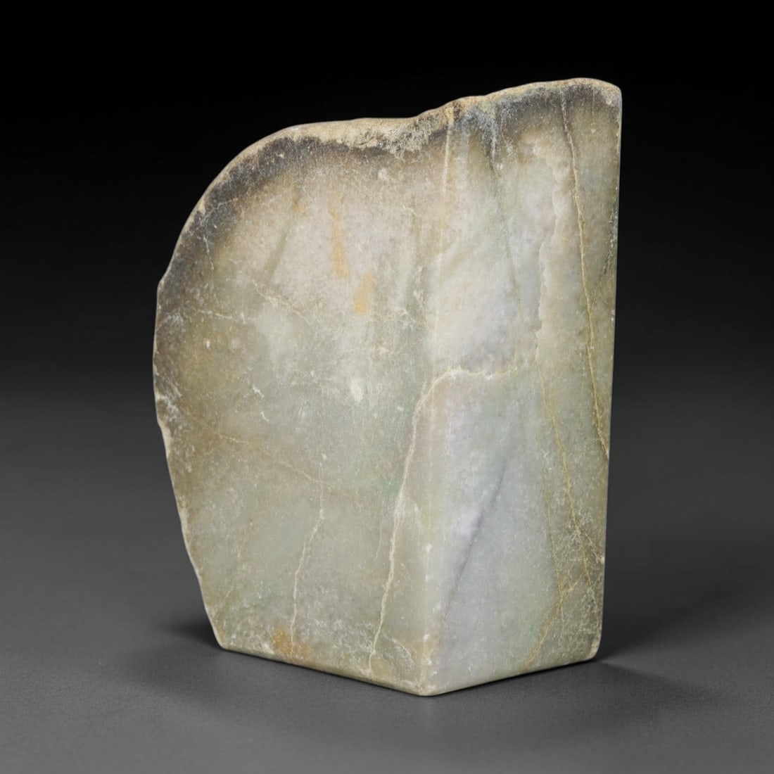 708g Natural Burmese Type A Jadeite Jade Polished Rough Block, 38EZ: This natural Burmese Type A jadeite jade rough block with partial polished surfaces revealing internal mineral characteristics. Dimensions measure 10x7cm, sourced from Myanmar, this specimen is ideal 