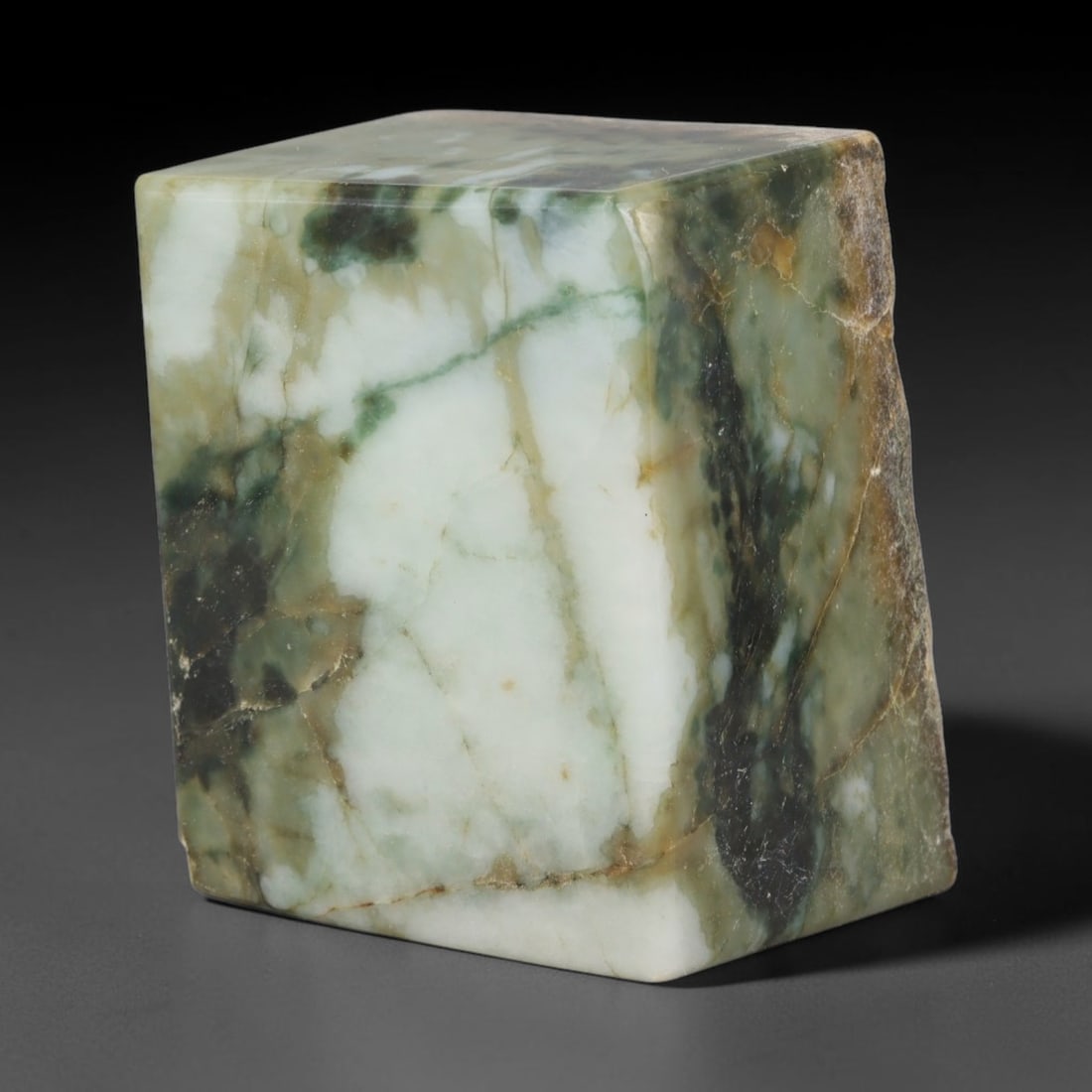 618g Natural Burmese Type A Jadeite Jade Polished Rough Block, 43EZ: This natural Burmese Type A jadeite jade rough block with partial polished surfaces revealing internal mineral characteristics. Dimensions measure 7x5.5cm, sourced from Myanmar, this specimen is ideal