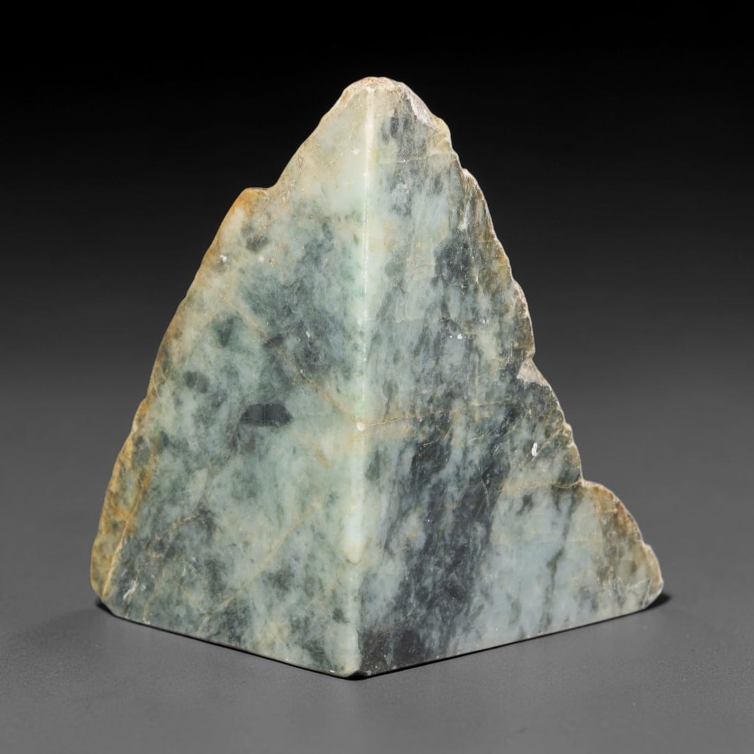616g Natural Burmese Type A Jadeite Jade Polished Rough Block, 36EZ: This natural Burmese Type A jadeite jade rough block with partial polished surfaces revealing internal mineral characteristics. Dimensions measure 11x7.5cm, sourced from Myanmar, this specimen is idea