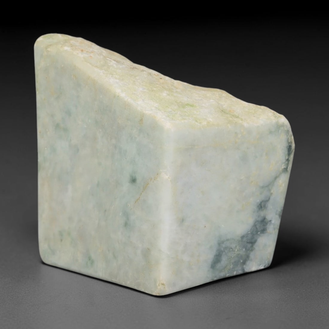 465g Natural Burmese Type A Jadeite Jade Polished Rough Block, 41EZ: This natural Burmese Type A jadeite jade rough block with partial polished surfaces revealing internal mineral characteristics. Dimensions measure 7x6cm, sourced from Myanmar, this specimen is ideal f