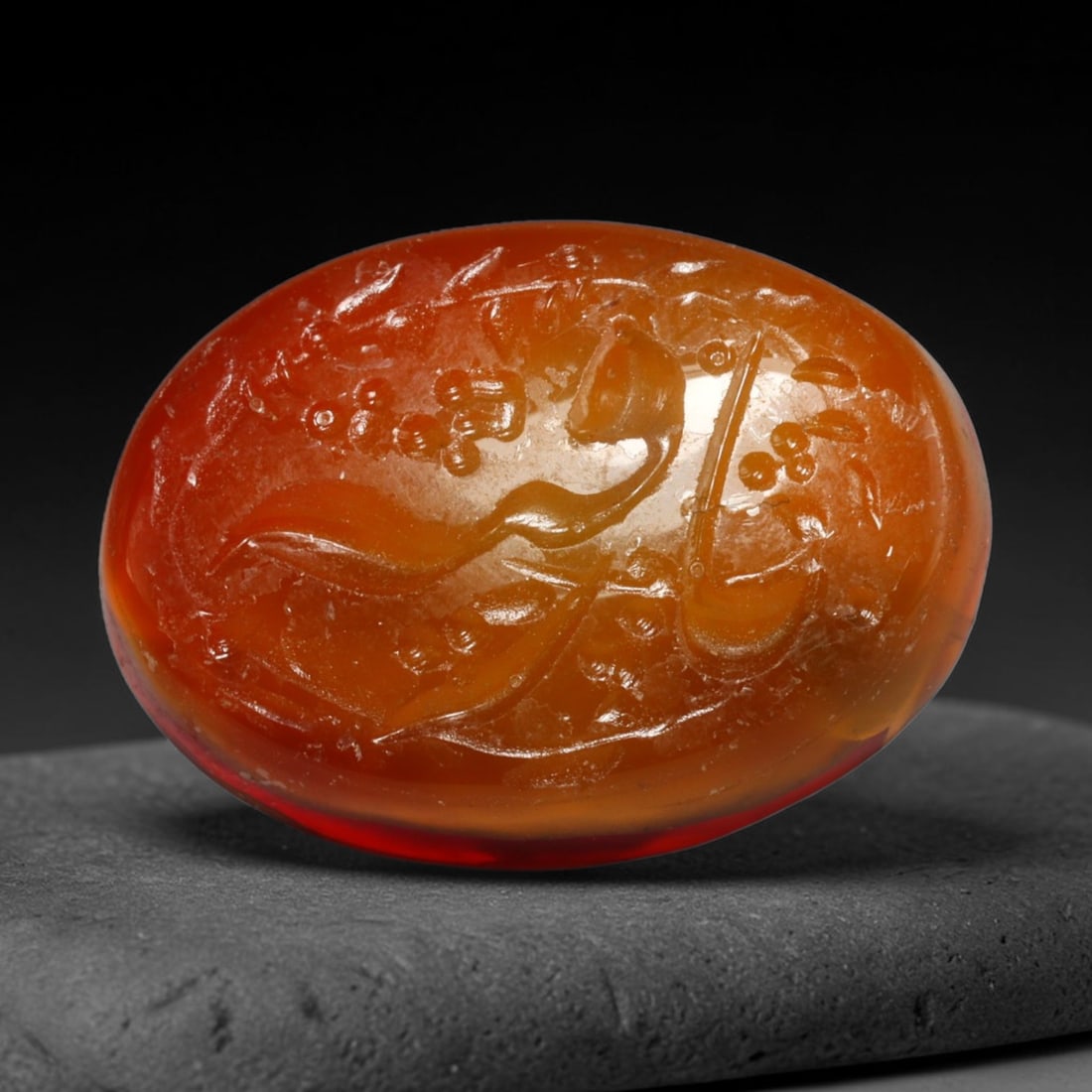Early Vintage Islamic Natural Agate Script Intaglio Seal Cabochon (Post 1900 CE), 43EL (1 of 1)