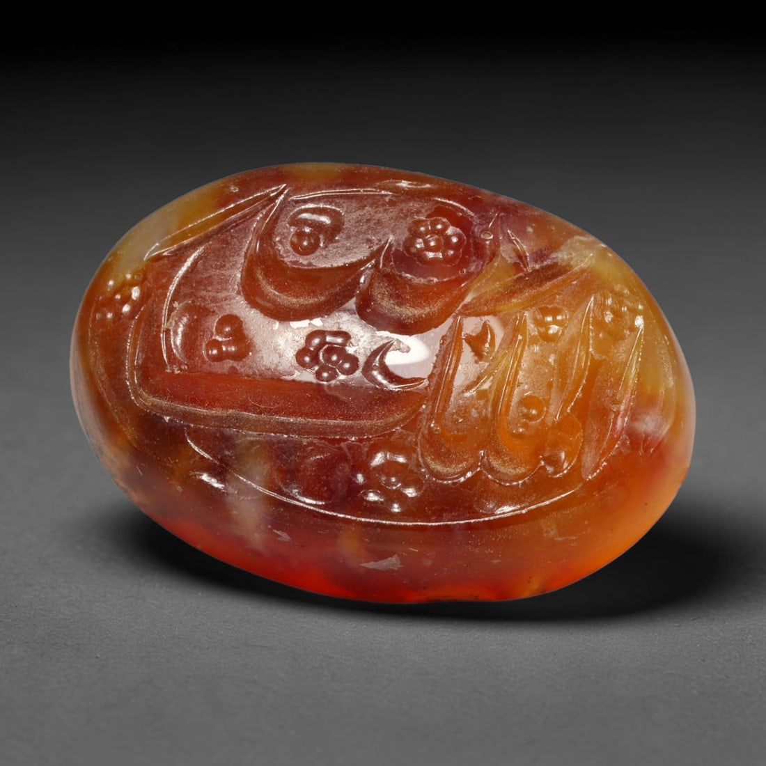 Early Vintage Islamic Natural Agate Script Intaglio Seal Cabochon (Post 1900 CE), 45EL: Fully hand-engraved agate intaglio seal tablet, crafted entirely by hand with no machine-assisted carving. The polished stone face features inscribed devotional script contained within a defined carvi