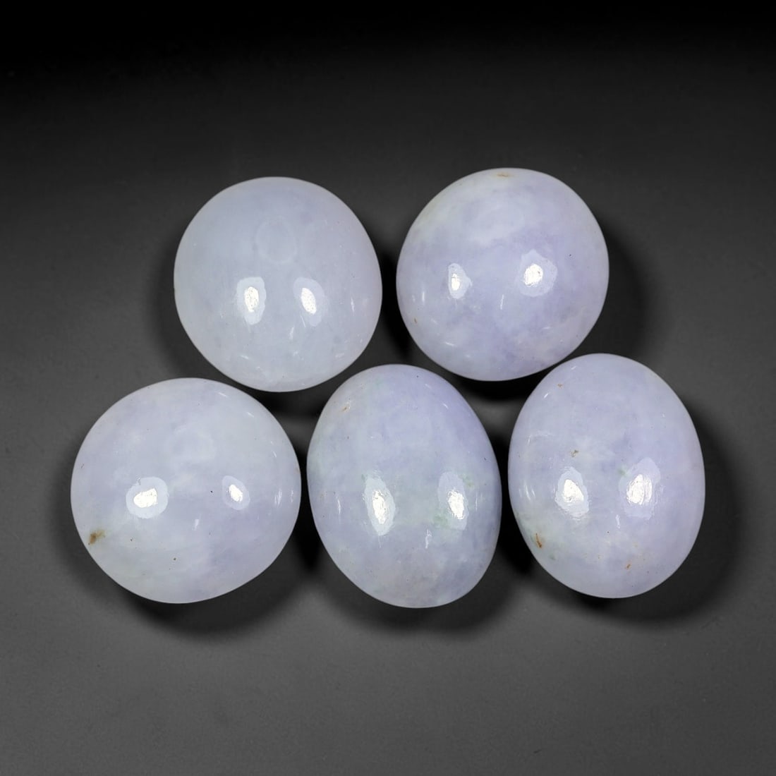 52.53ct Natural Burmese Type A Lavender Jadeite Jade Cabochon Loose Gemstone, 55FJ: This natural Burmese Type A jadeite jade cabochon lot displays soft lavender tone with well polished surfaces. Dimensions measure 15x12x5mm, sourced from Myanmar, these polished cabochons present grea