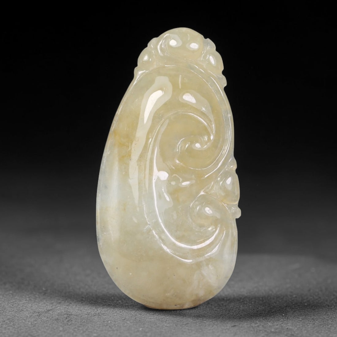 Natural Burmese Type A Jadeite Jade Hand Carved Pendant, 26BQ: Artisan hand-carved untreated Burmese Type A jadeite jade pendant measuring 30x16 mm. Carefully sculpted with detailed relief craftsmanship and finished with a smooth glossy polish. Authentic Type A j