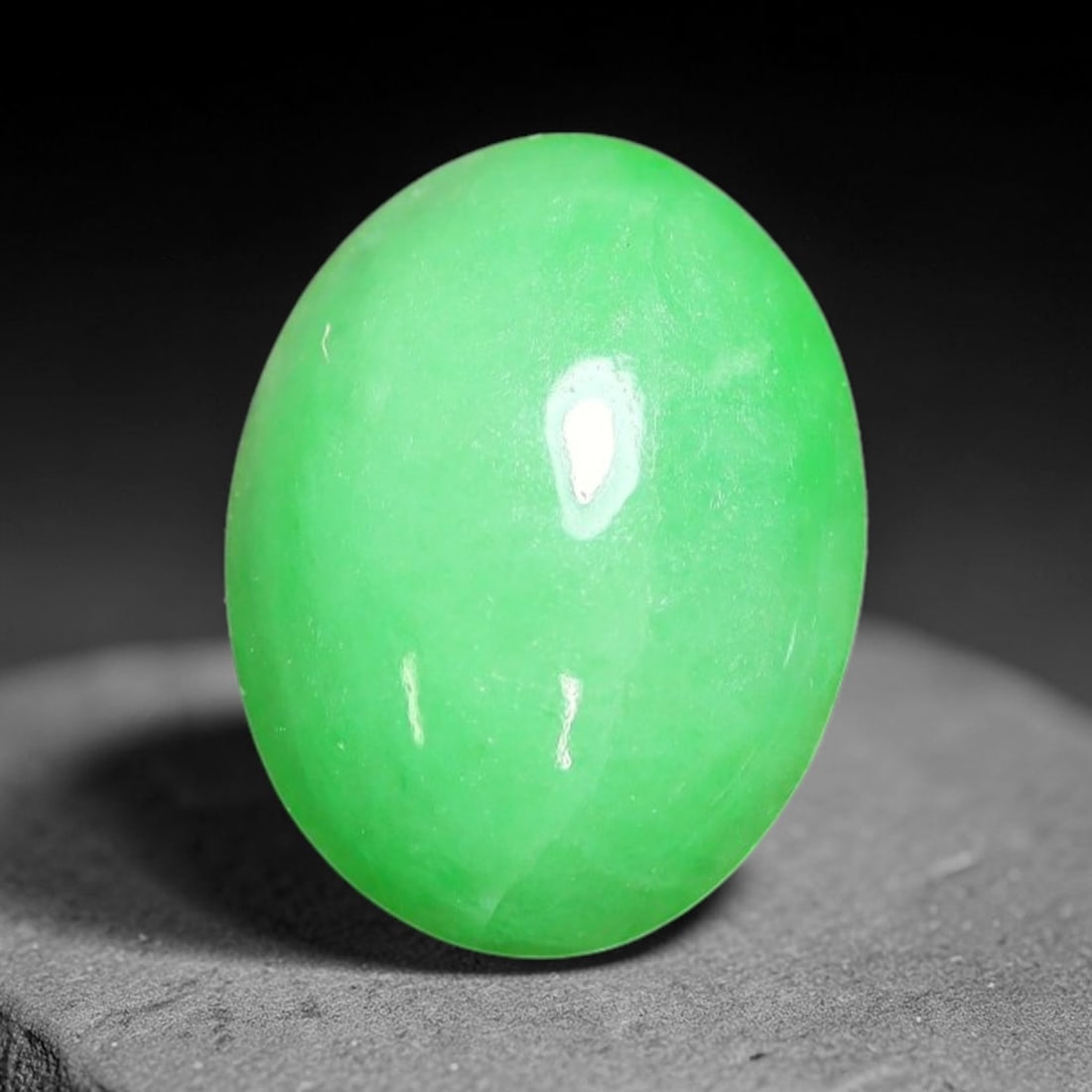 2.17ct Natural Burmese Type A Apple Green Jadeite Jade Cabochon Loose Gemstone, 96BT: This single loose natural Burmese Type A jadeite jade cabochon with exact dimensions of 9.8x7.6x3.7mm. It is completely untreated, free of artificial dye, bleaching, or resin filling, preserving the o