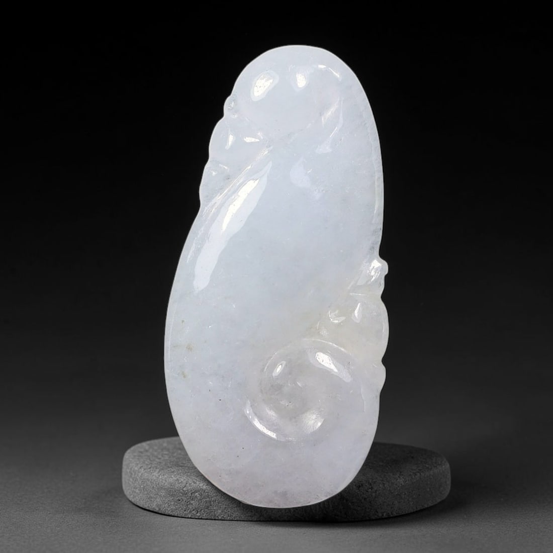 Natural Burmese Type A Jadeite Jade Hand Carved Pendant, 37BS: Artisan hand-carved untreated Burmese Type A jadeite jade pendant measuring 26x12 mm. Carefully sculpted with detailed relief craftsmanship and finished with a smooth glossy polish. Authentic Type A j