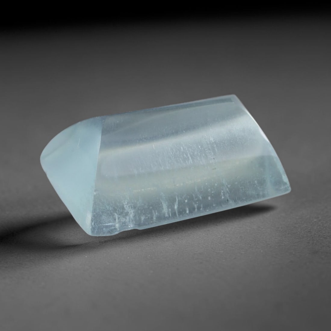 3.25 Carats Natural Brazilian Sky Blue Sugarloaf Aquamarine Loose Gemstone, 71AG: This smooth sugarloaf aquamarine features soft milky sky blue coloring with fine natural fibrous internal inclusions that lend gentle diffused luster across its polished surface, measured at 11x7.8x4.