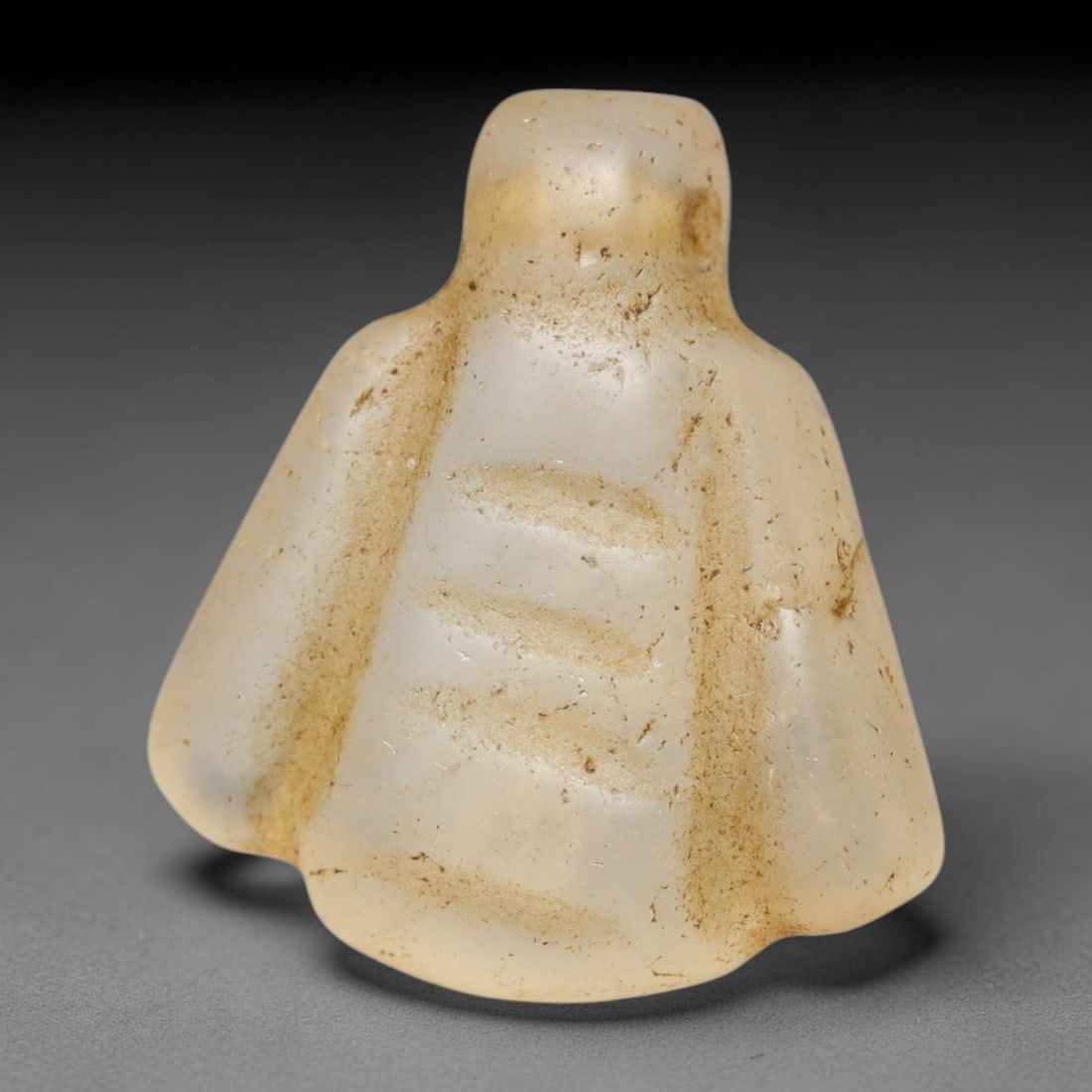 Ancient Medieval Coptic Christian Egyptian Culture Rock Crystal Amulet (300-1000 CE), 4FV: This antique rock crystal amulet originates from Coptic Christian Egyptian Culture, a region with a long-standing tradition of crafting translucent hardstone talismans for devotional and funerary use.