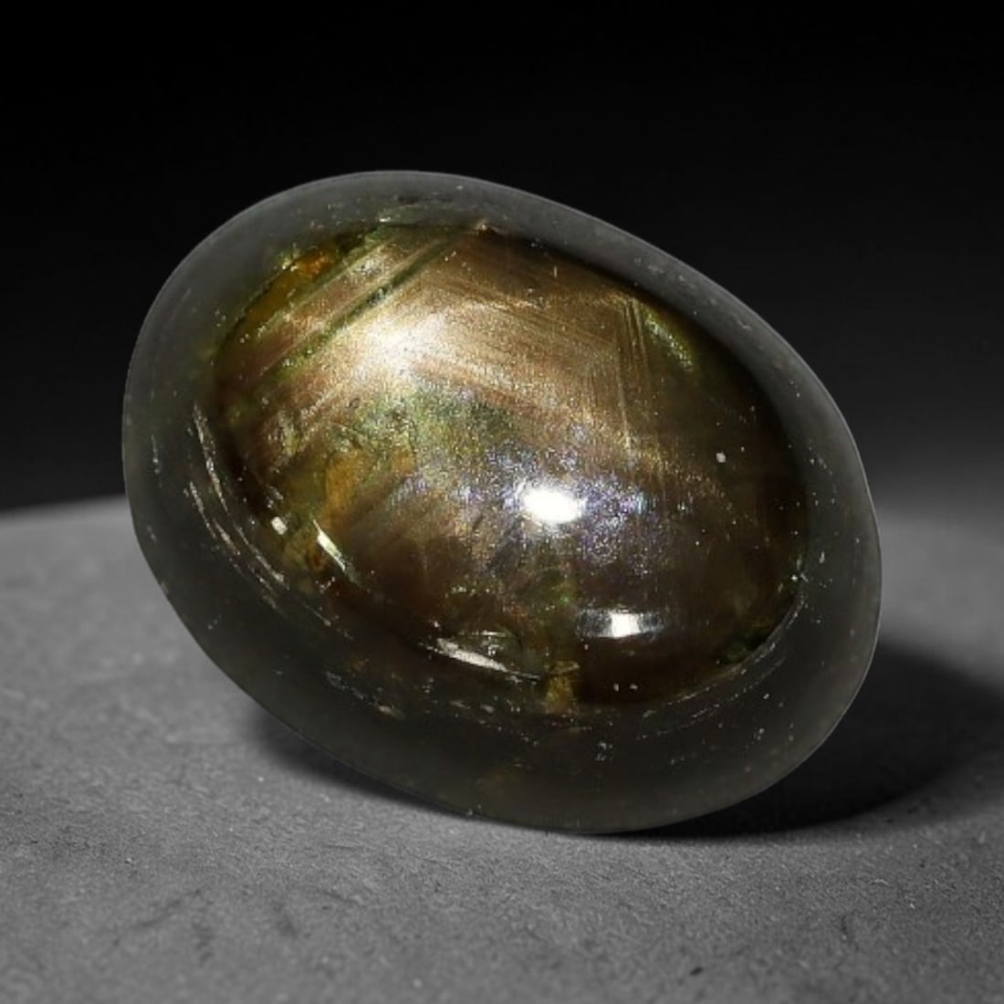 2.16ct Natural Siamese 6-Ray Black Star Sapphire Loose Gemstone, 60BX: This polished star sapphire originates from classic Siamese mining deposits, featuring a deep dark crystalline base with fine native mineral traces trapped within its structure, sized at calibrated 8x