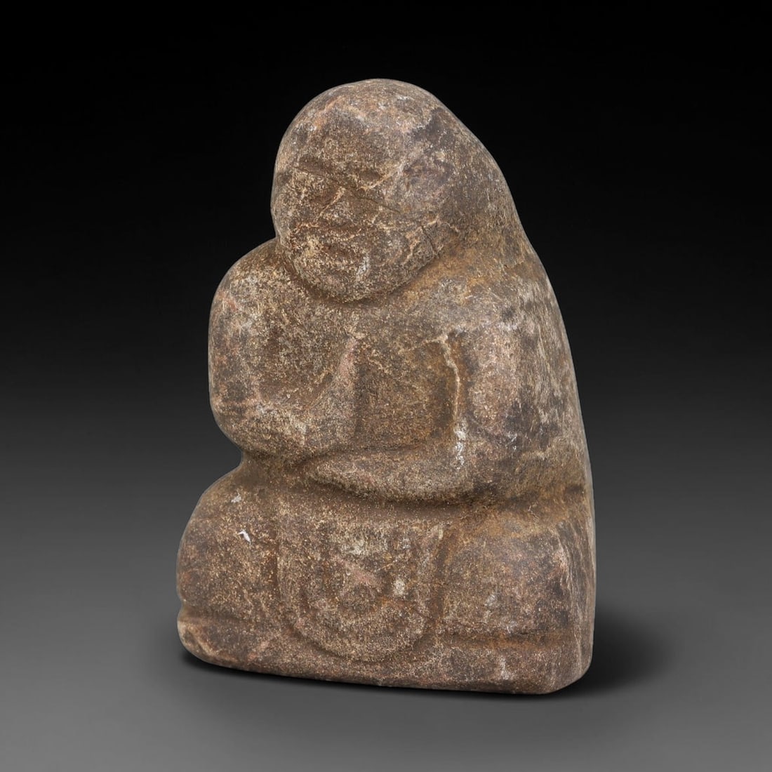 Antique Japanese Edo Period Stone Amulet (1603-1868 CE), 84EJ: This antique stone amulet originates from Japanese Edo Period cultural tradition, created as a devotional wearable object for personal spiritual purpose. The stone shows natural textural variation, ag