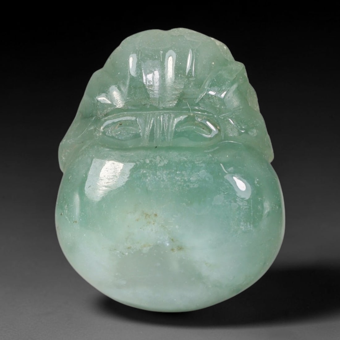 Natural Burmese Type A Jadeite Jade Hand Carved Pendant, 22BQ: Artisan hand-carved untreated Burmese Type A jadeite jade pendant measuring 24x20 mm. Carefully sculpted with detailed relief craftsmanship and finished with a smooth glossy polish. Authentic Type A j