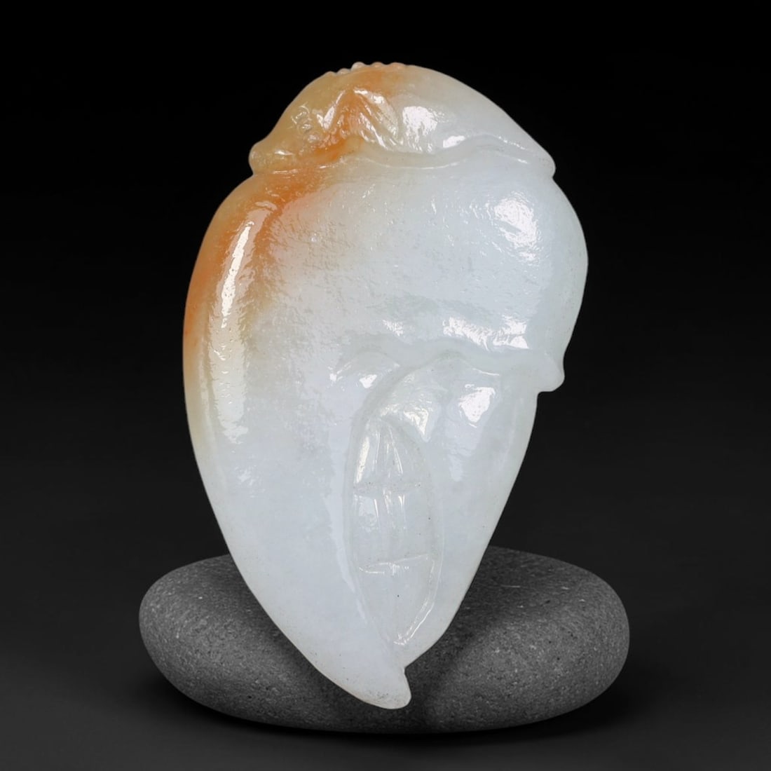 Natural Burmese Type A Jadeite Jade Hand Carved Pendant, 44BP: Artisan hand-carved untreated Burmese Type A jadeite jade pendant measuring 35x21 mm. Carefully sculpted with detailed relief craftsmanship and finished with a smooth glossy polish. Authentic Type A j