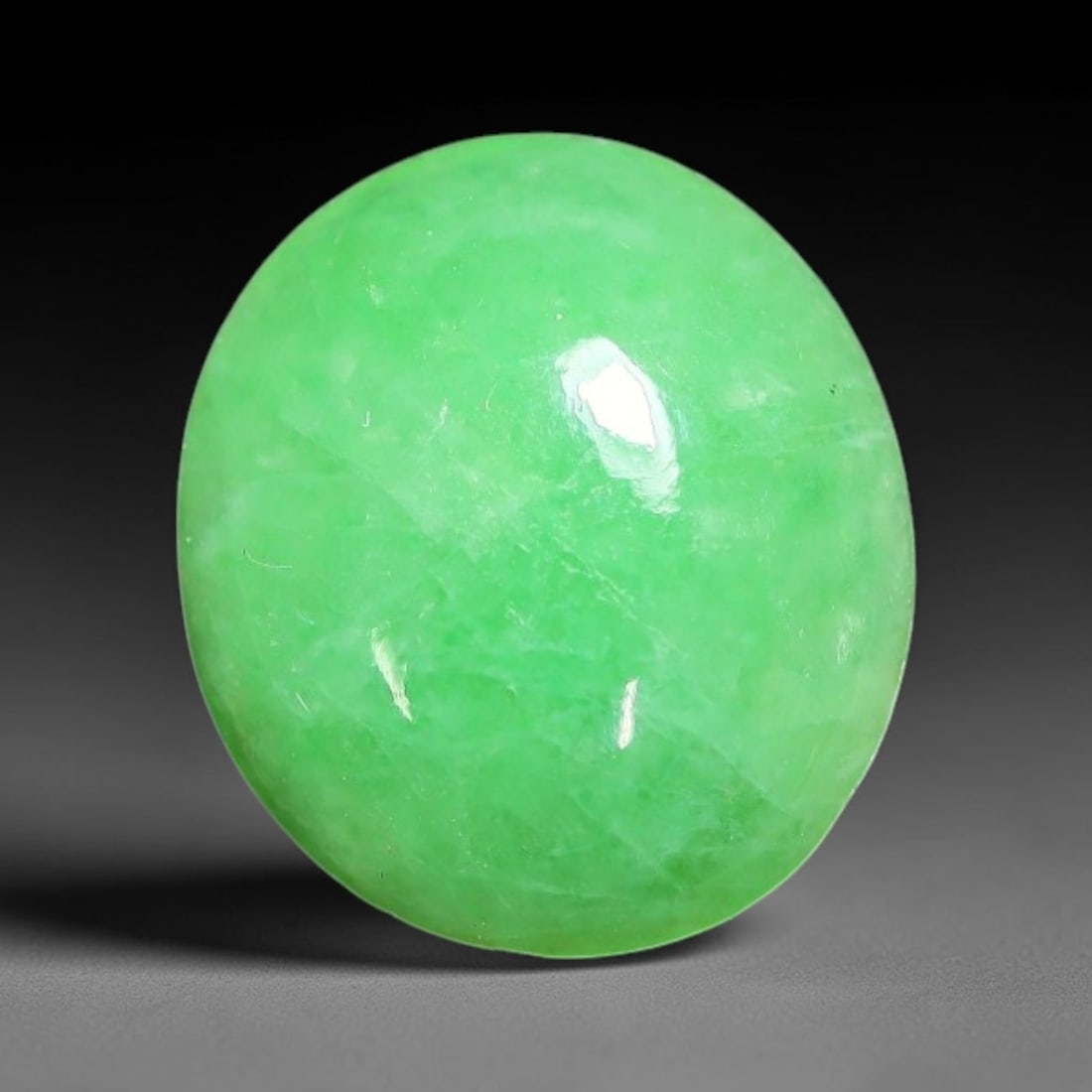 2.54ct Natural Burmese Type A Apple Green Jadeite Jade Cabochon Loose Gemstone, 61BT: This single loose natural Burmese Type A jadeite jade cabochon with exact dimensions of 9.7x8.6x3.5mm. It is completely untreated, free of artificial dye, bleaching, or resin filling, preserving the o