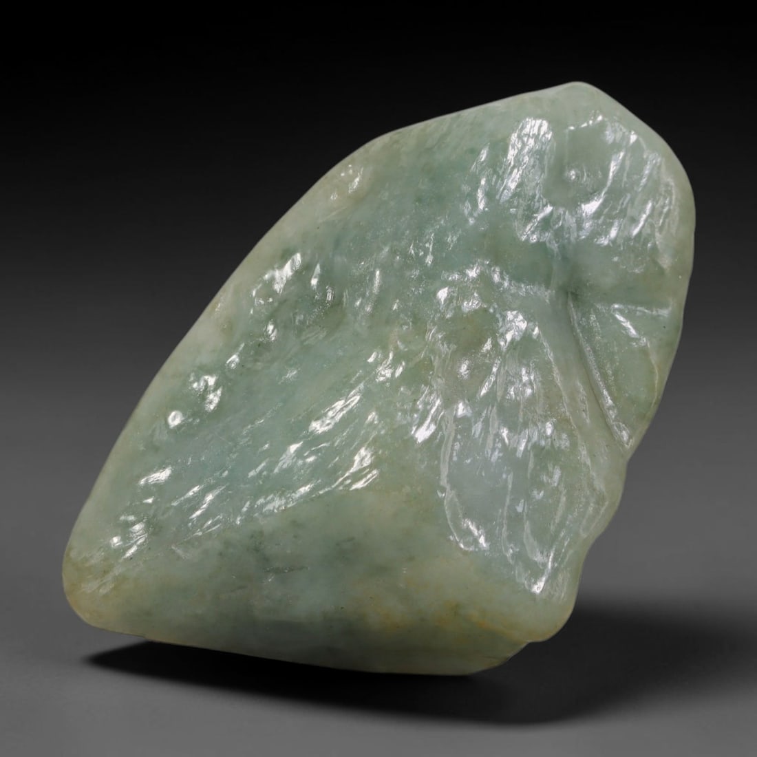 345ct Natural Type A Burmese Jadeite Jade Polished Sliced Rough, 95AZ: This specimen is a sliced rough block of natural Type A Burmese jadeite jade. The interior displays natural colour zoning with visible mineral veining and crystalline patterns typical of unprocessed j