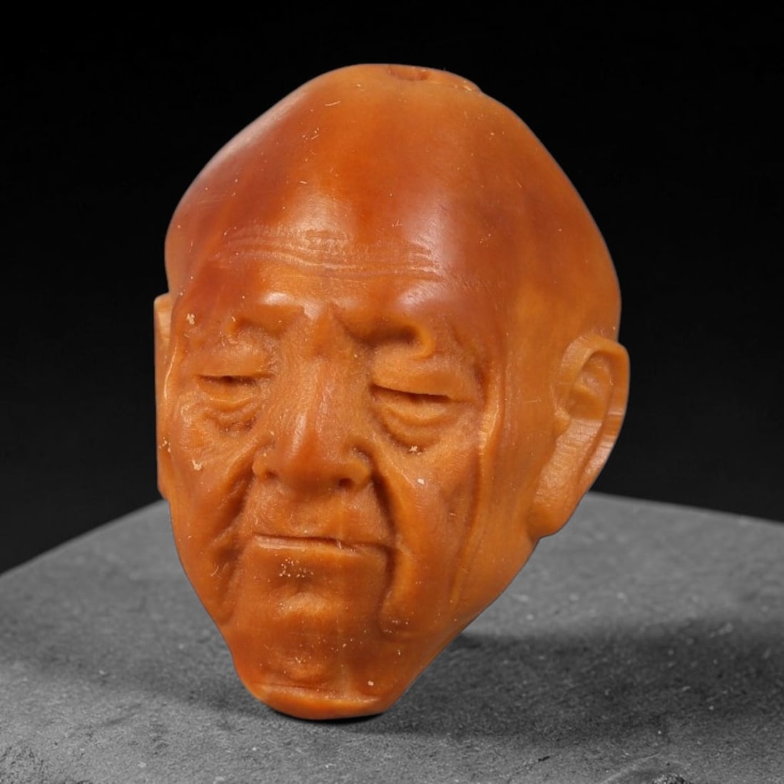 A Chinese Carved Natural Olive Nut Drilled Art Bead, 45BZ (1 of 1)
