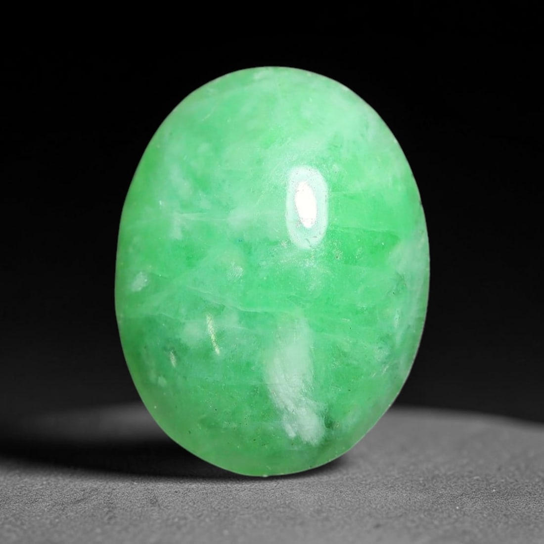 3.37ct Natural Burmese Type A Apple Green Jadeite Jade Cabochon Loose Gemstone, 78BT: This single loose natural Burmese Type A jadeite jade cabochon with exact dimensions of 11.5x8.9x4mm. It is completely untreated, free of artificial dye, bleaching, or resin filling, preserving the or