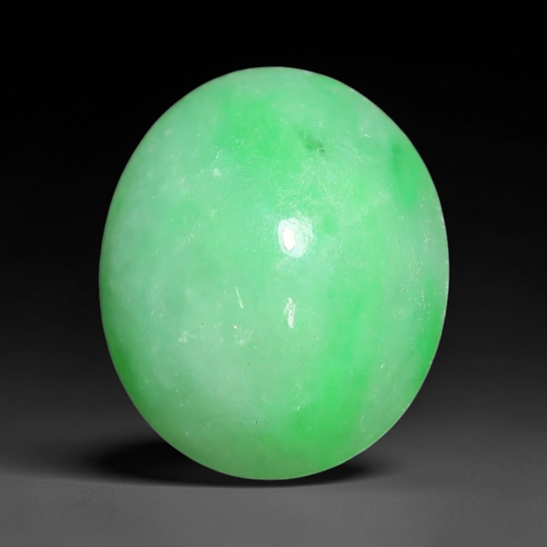 5.09ct Natural Burmese Type A Apple Green Jadeite Jade Cabochon Loose Gemstone, 81BT: This single loose natural Burmese Type A jadeite jade cabochon with exact dimensions of 11.9x10x5.5mm. It is completely untreated, free of artificial dye, bleaching, or resin filling, preserving the o