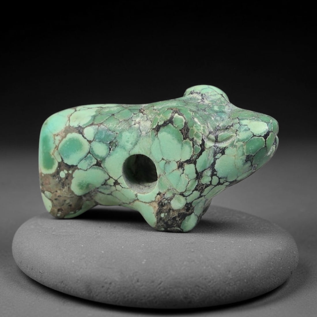 Ancient Sasanian Persian Turquoise Rodent Amulet Bead (224-651 CE), 11EC: This antique rodent-shaped amulet bead carved from natural turquoise originates from the Sasanian Persian Empire. Zoomorphic rodent talismans symbolised resourcefulness and vigilance in ancient Persia