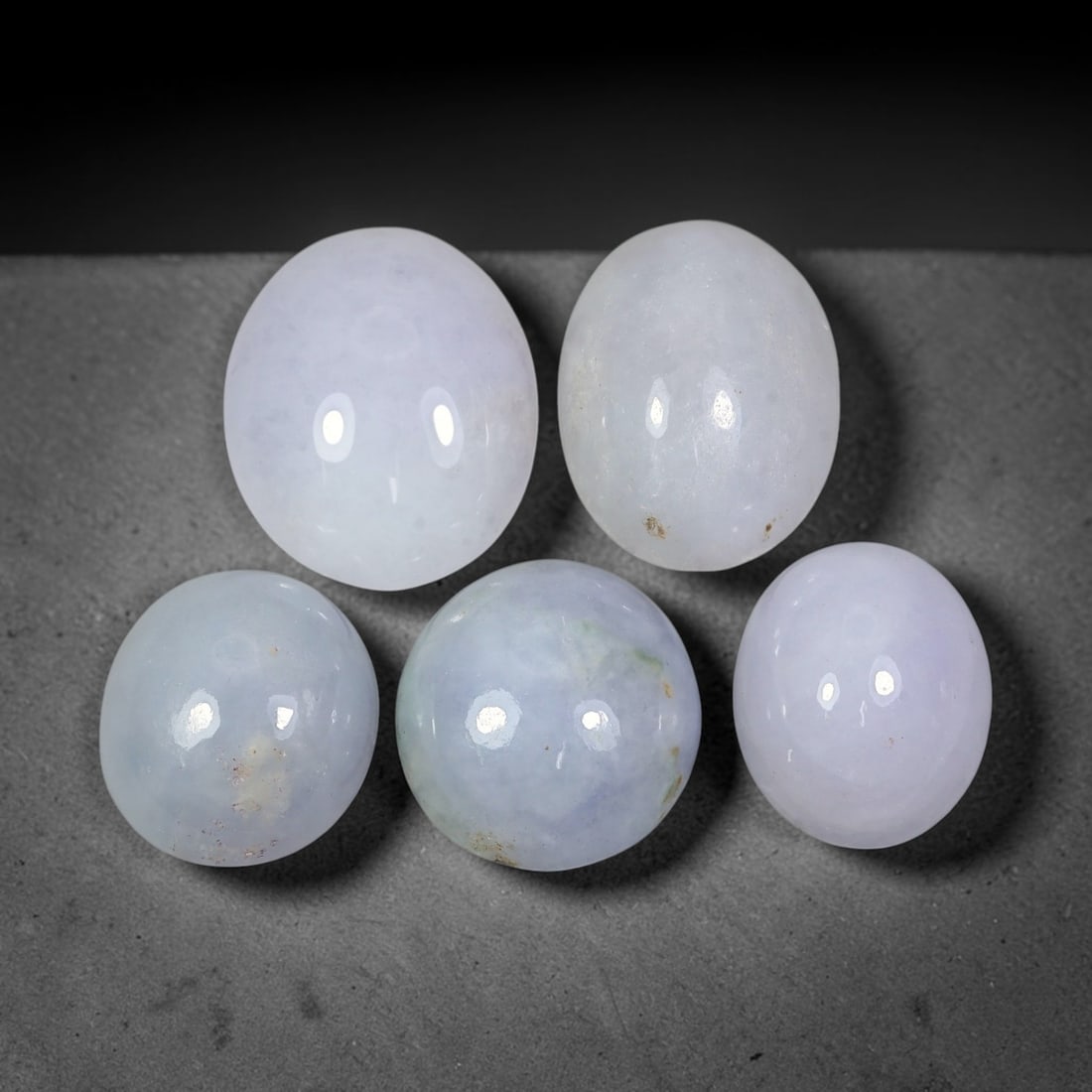 61.35ct Natural Burmese Type A Lavender Jadeite Jade Cabochon Loose Gemstone, 53FJ: This natural Burmese Type A jadeite jade cabochon lot displays soft lavender tone with well polished surfaces. Dimensions measure 17x13x7mm, sourced from Myanmar, these polished cabochons present grea