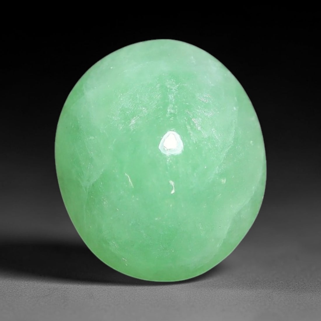 3.33ct Natural Burmese Type A Apple Green Jadeite Jade Cabochon Loose Gemstone, 78BQ: This single loose natural Burmese Type A apple green jadeite jade cabochon, completely untreated, free of artificial dye, bleaching, or resin filling, preserving the original natural mineral crystal s