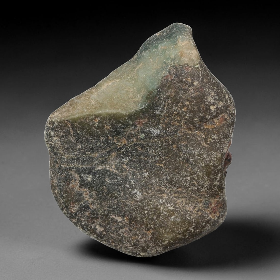 205ct Natural Burmese Light Green Ice Jadeite Jade Rough Stone, 82EA: This is a natural Type A Burmese jadeite jade rough stone, measuring 4x3.4cm and weighing 41g (205ct). It features a semi-polished surface revealing a translucent light green ice jadeite section, cont
