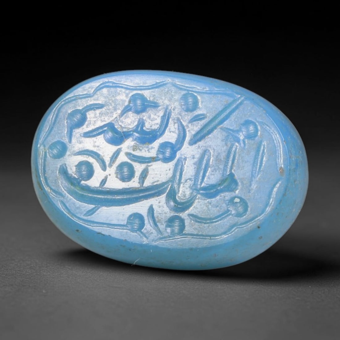 Vintage Mid-Century Carnelian Agate Islamic Calligraphic Intaglio Seal Cabochon Talisman, 28EM: This vintage mid-century natural carnelian agate intaglio seal cabochon draws inspiration from historic Islamic lapidary traditions, crafted as a wearable talisman and seal blank for jewelry setting. 