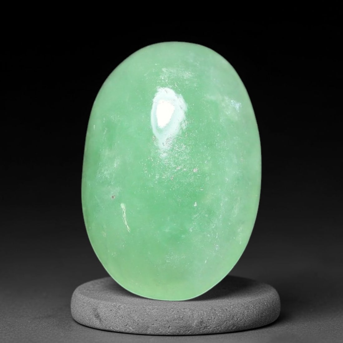 2.38ct Natural Burmese Type A Apple Green Jadeite Jade Cabochon Loose Gemstone, 89BQ: This single loose natural Burmese Type A apple green jadeite jade cabochon, completely untreated, free of artificial dye, bleaching, or resin filling, preserving the original natural mineral crystal s