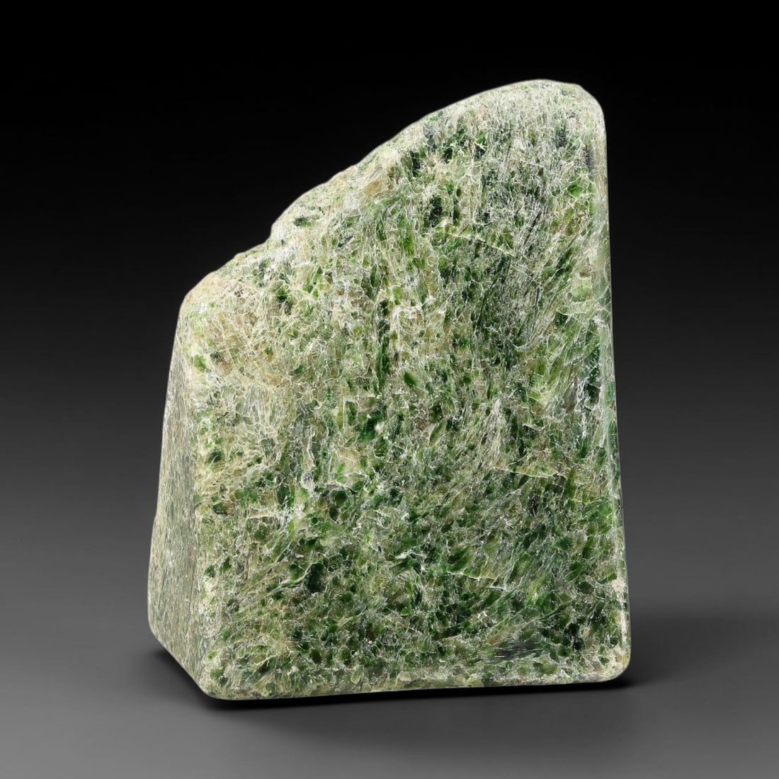 365g Natural Burmese Type A Jadeite Jade Polished Rough Block, 4EZ: This natural Burmese Type A jadeite jade rough block with partial polished surfaces revealing internal mineral characteristics. Dimensions measure 8x6cm, sourced from Myanmar, this specimen is ideal f